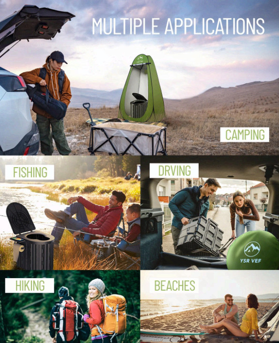 Portable Camping Toilet w/Pop Up Privacy Tent Ergonomic Potty