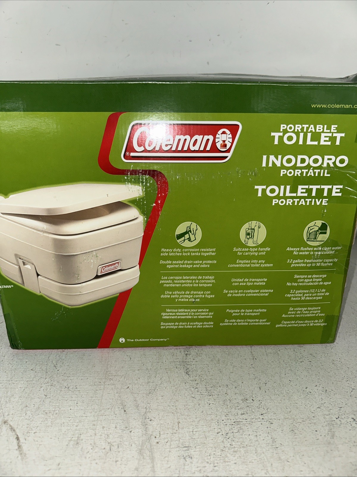 Coleman Portable Flush Toilet 3.2 Gallon Camping Gear 827-802T