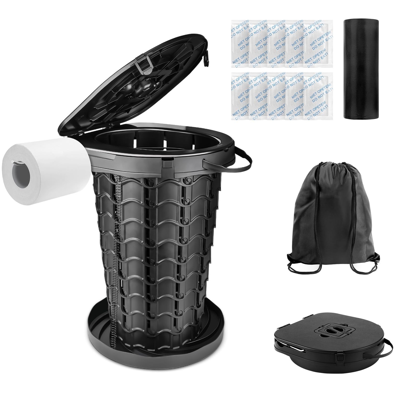 Upgrade Retractable Portable Toilet for Adults – 18.6″H Adjustable Height Cam…