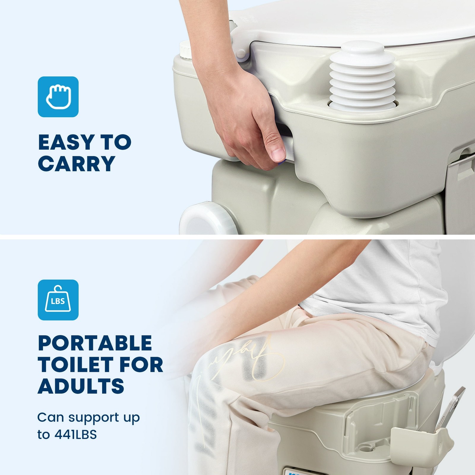 Portable Toilet with Phone Stand 5.3 Gal 20L Porta Potty for Adults