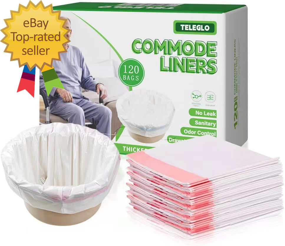 Commode Liners 120PCS Bedside Commode Liners Disposable-Portable Toilet Bags