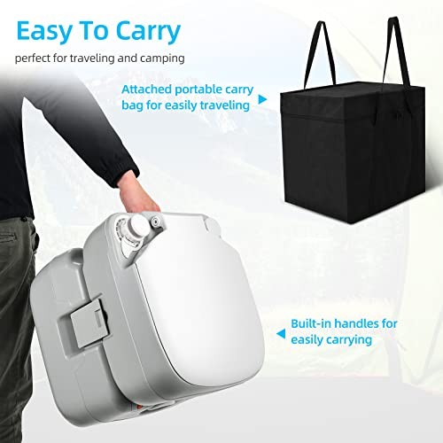 Portable Toilet Camping Porta Pottylon with 5.8 Gal Standard Seat+Bag+Sprayer