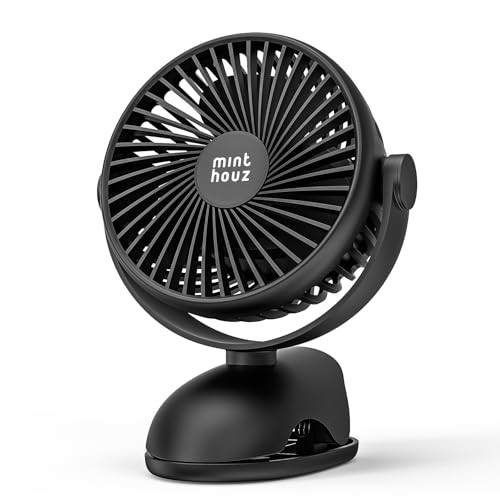 Clip on Fan, 8000mAh USB-C Rechargeable Small Desk Fan, 4-Speed 720° Rotation