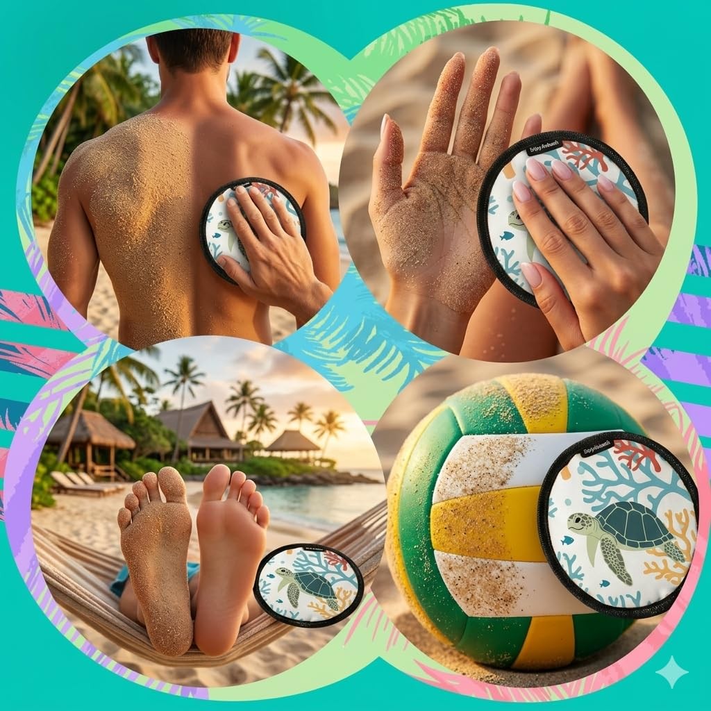 Beach Sand , 2Pcs Sand Eraser Towel with Natural Corn Starch – Portable Summe…