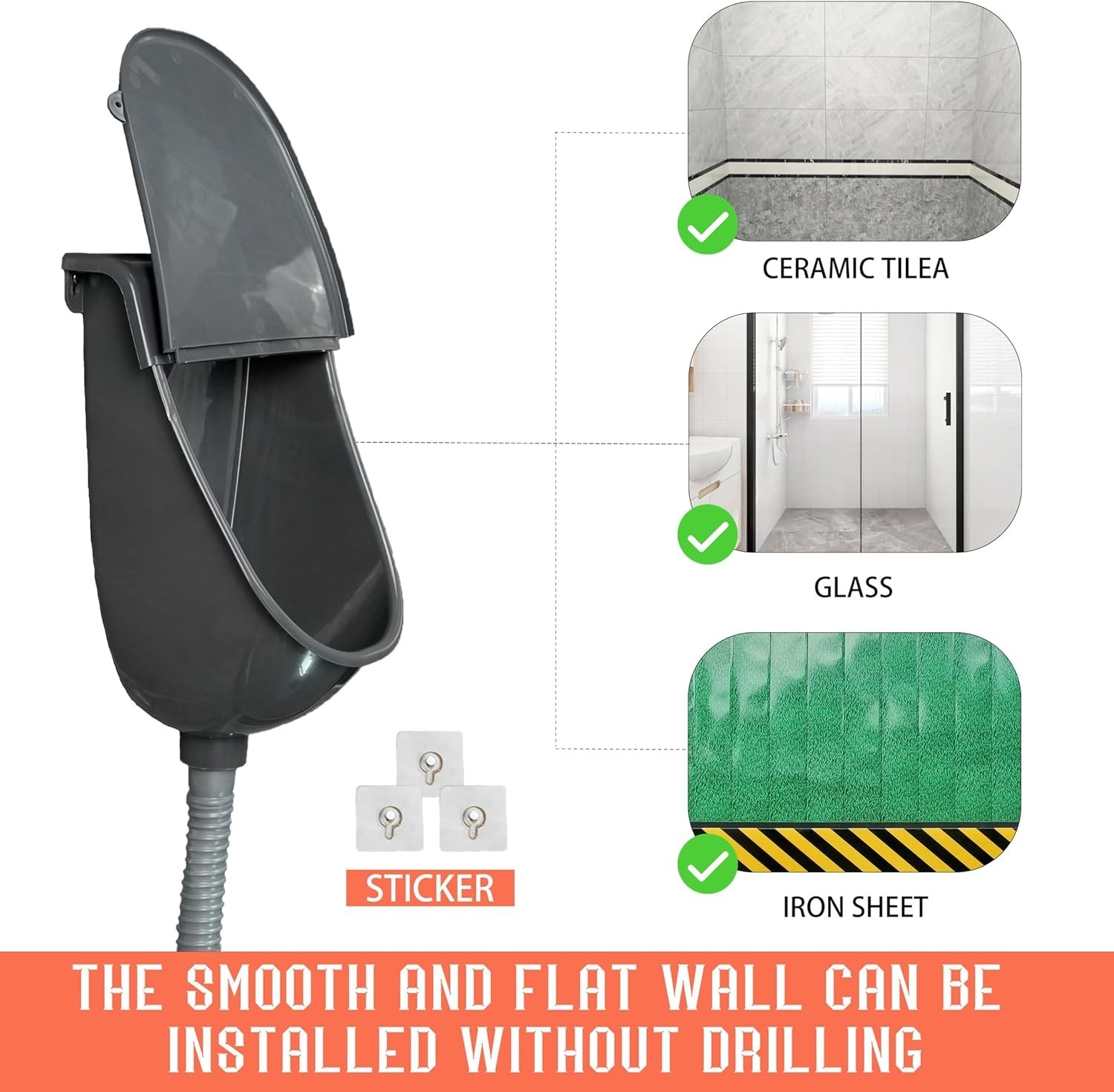 NEW Wall Mounted Waterless Urinal w/ Hinged Cover Indoor Outdoor Bathroom RV Gar