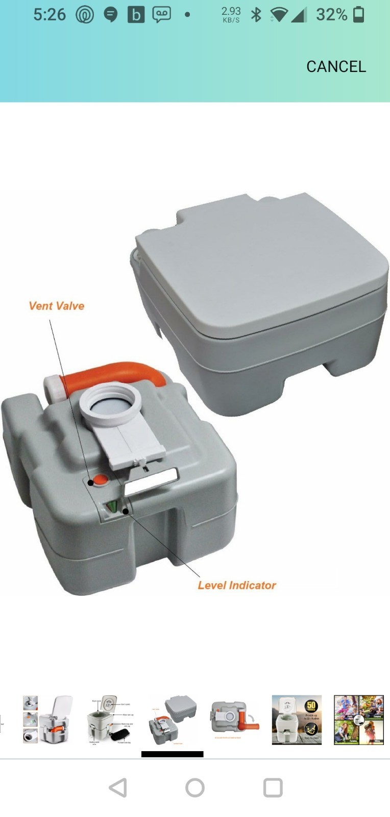 NEW Serene Life 5.2 Gallon Portable Camping Toilet with Carry Bag Porta Pottie