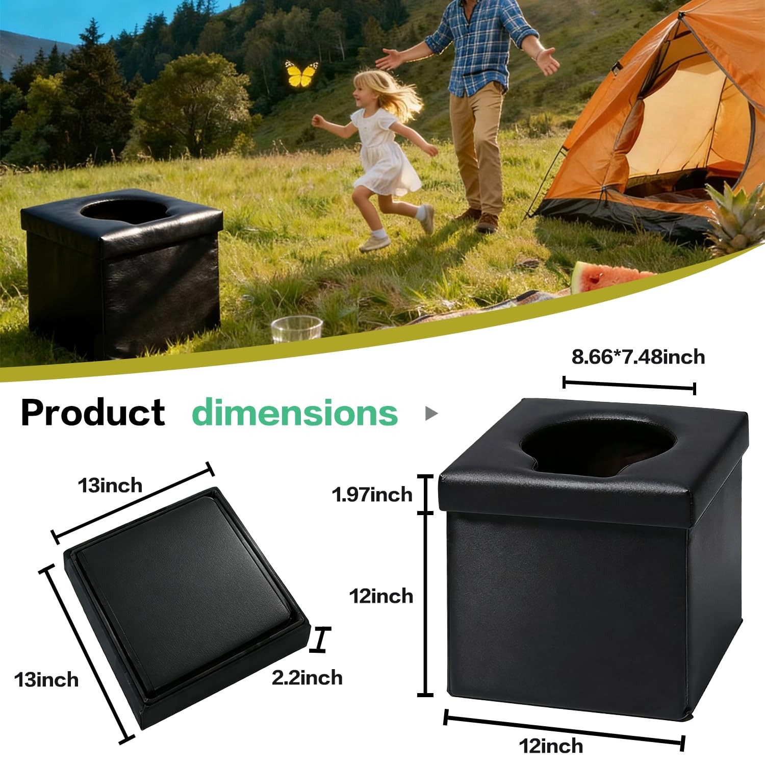 4-in-1 Outdoor Foldable Portable Toilet with Lid – Instant Setup, Waterproof,…
