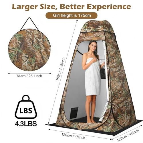 Pop Up Shower Tent, Outdoor Privacy Tent with Removable Bottom, Camouflage