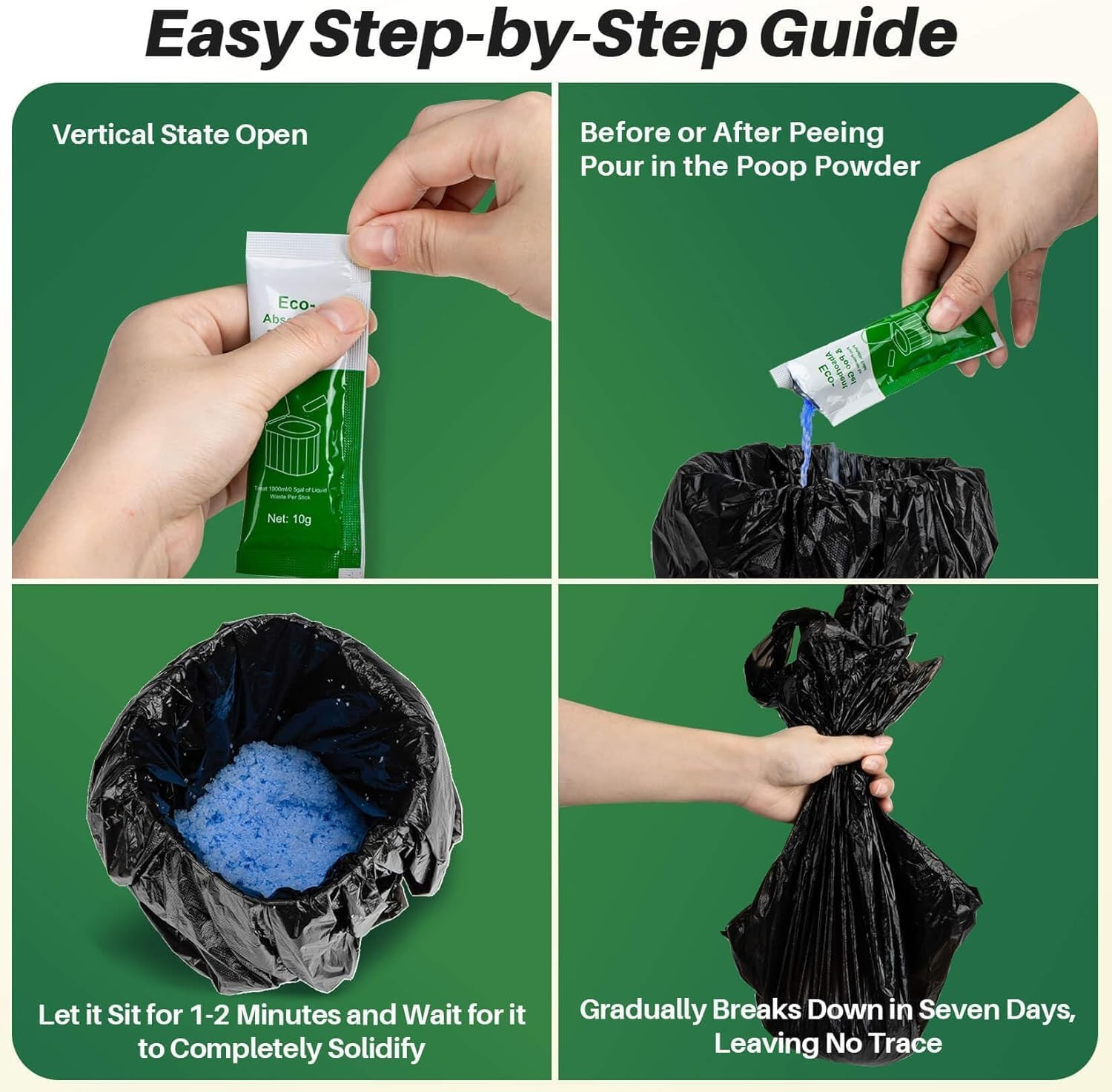 28 Packs Poo Gel for Portable Toilet – Camping Toilets Bags Lemon Eco Gel for Ca