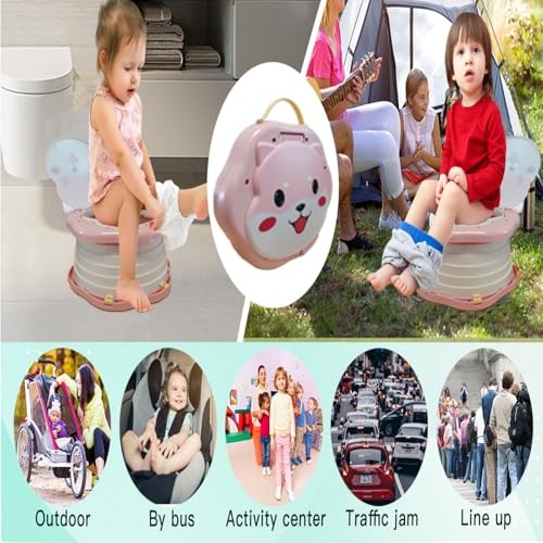 Portable Potty Cute Puppy Design, Portable Toddler Toilet with 45 Pink