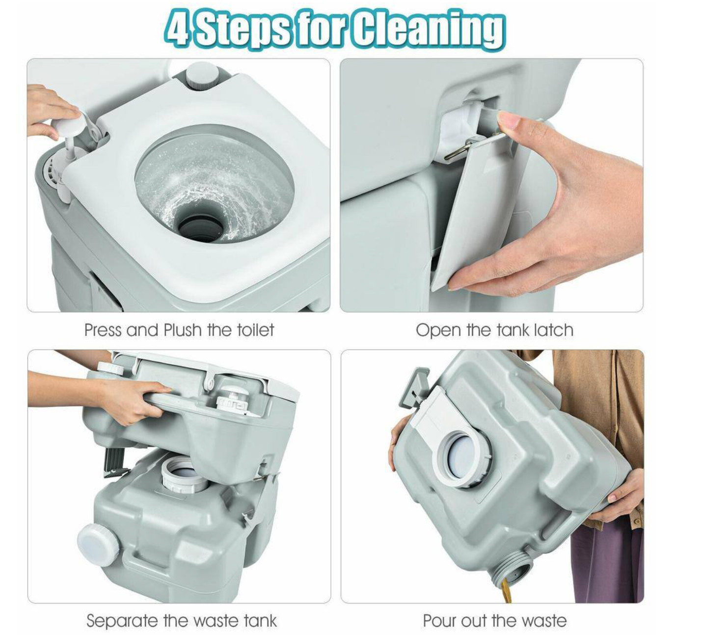 5.3 Gallon 20L Portable Travel Toilet RV Camping Indoor Outdoor Potty Commode