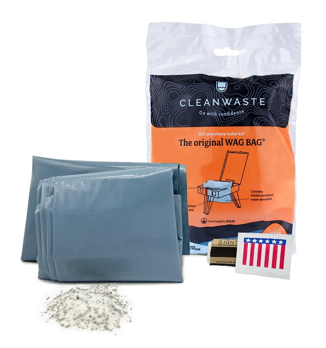 50 Pack Wag Bag Portable Sanitation Kits with Waste Bags and Poo Powder