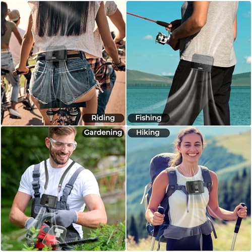 Portable Waist Fan, 20000mAh Rechargeable Personal Belt Fan, 16000RPM Black
