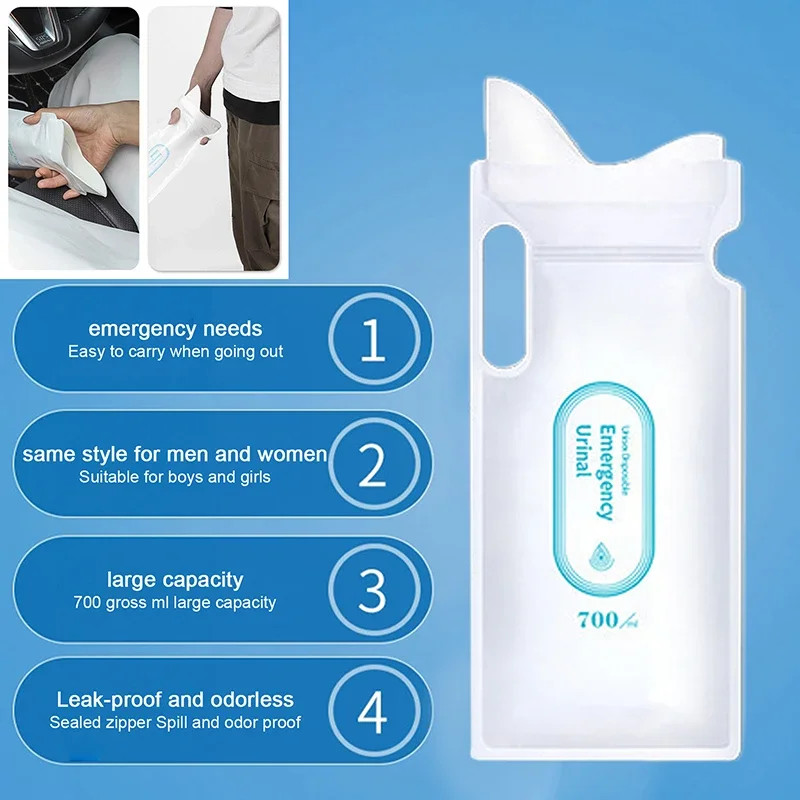 4PCS 700ml Car Urine Bag Emergency Portable Vomit Mini Toilets Handy Disposable