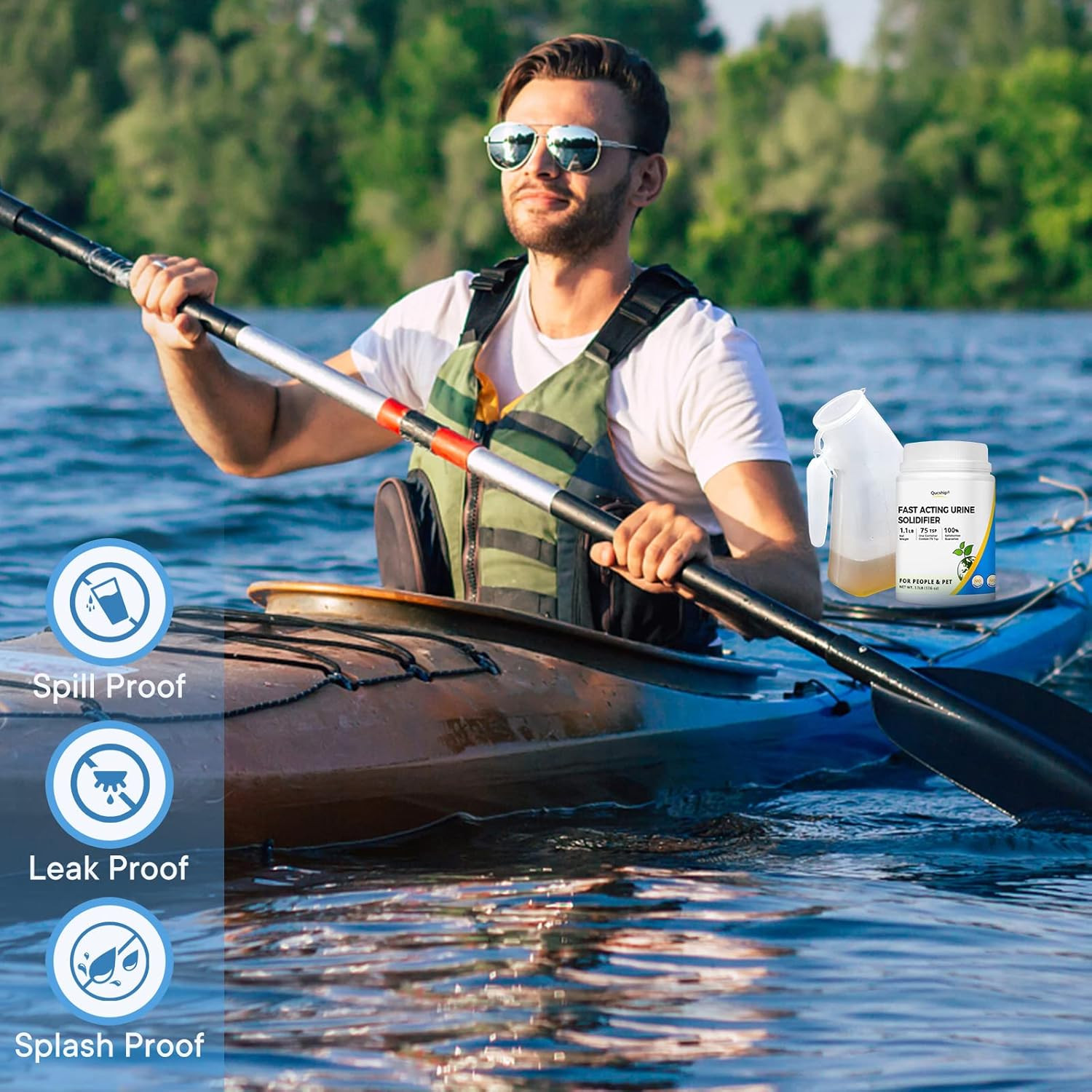 Qucship 2.2LB Urine Super Absorbent with Spoon, Toilet Gel Powder for Portable B