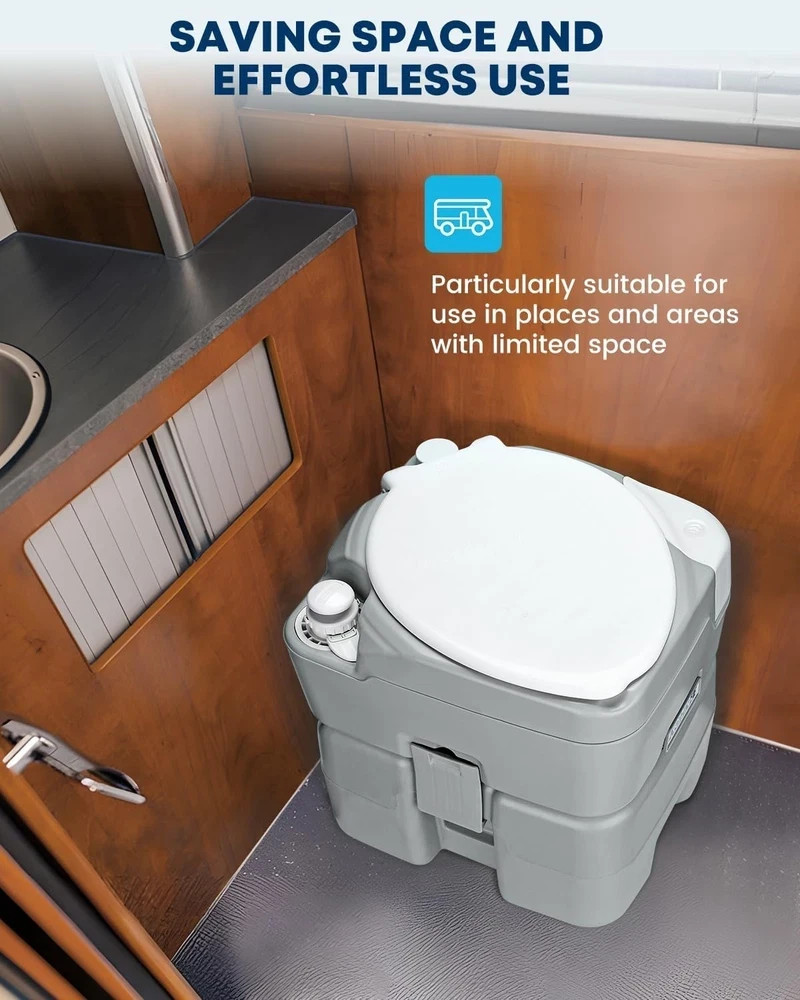 Camping Toilet Portable 5.3 Gal: 20L Porta Potty for Adults with Diagonal Elonga