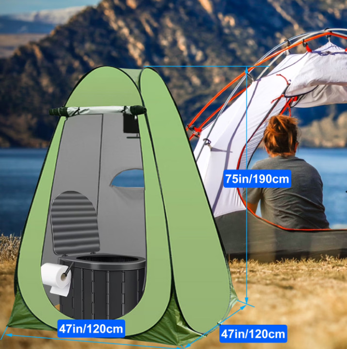 Portale Foldable Camping Toilet Set with Privacy Tent, Ergonomic Potty Provides