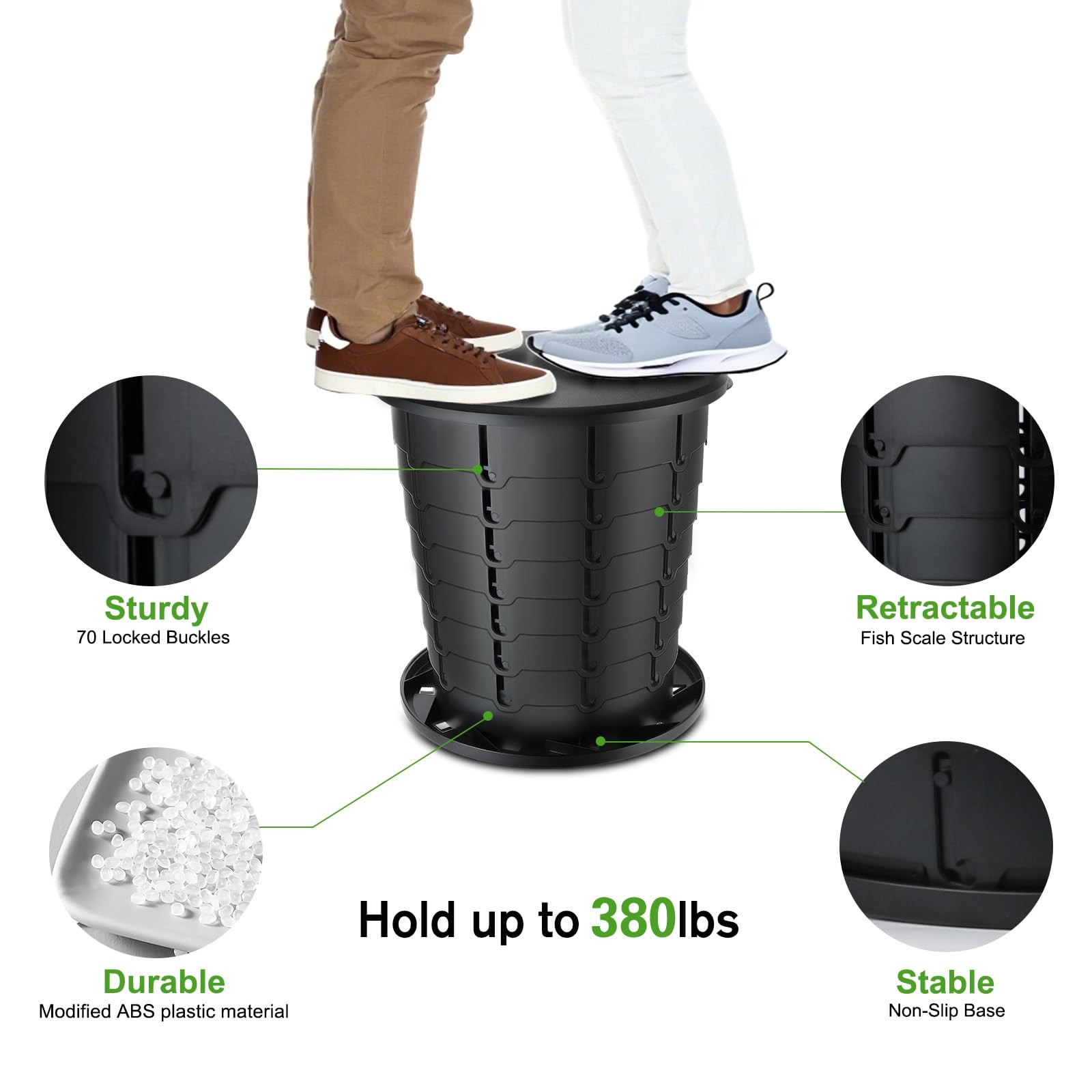 13 Inch Retractable Portable Camping Toilet Adults Travel Foldable Potty Lid