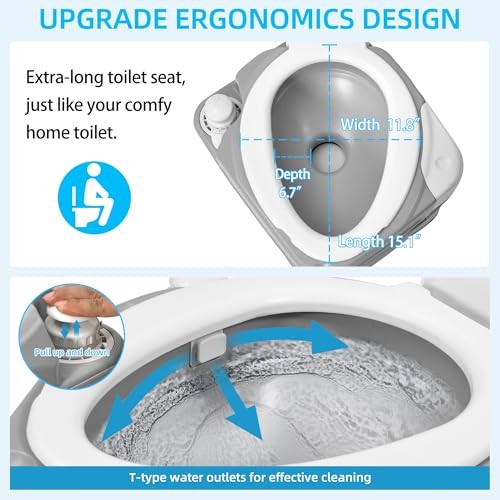 Portable Toilet Camping Porta Pottylon 5.8 Gal Extended Diagonal+Bag+Sprayer