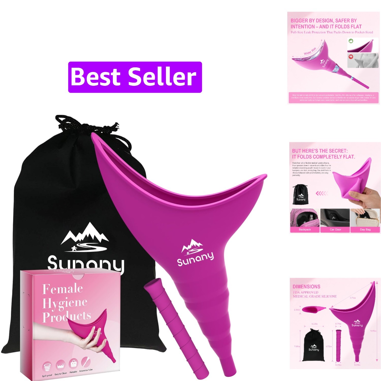 Female Urination Device, Reusable Female Urinal Silicone Women Pee Funnel | W…