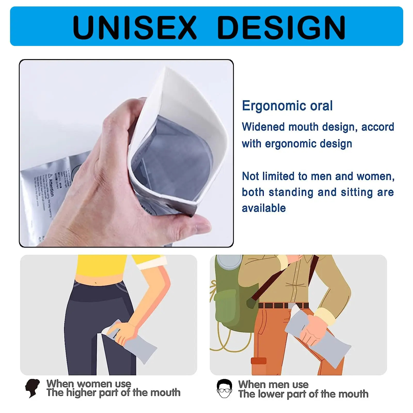 16 Pack Disposable Urinal Bags Camping Pee Bags Unisex Urine Bag Vomit Bag