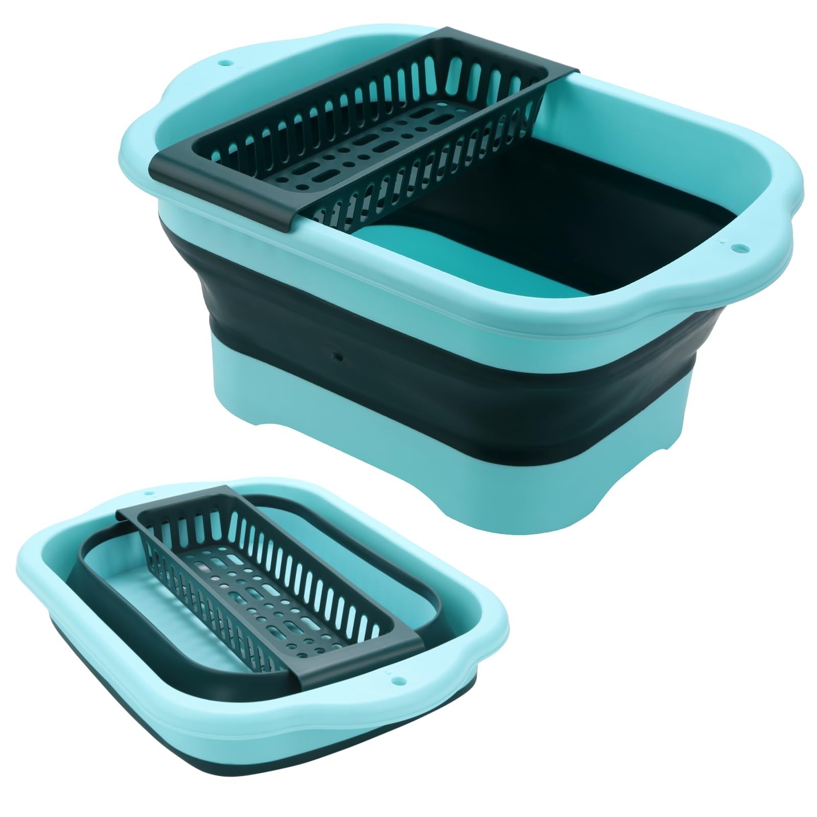 Collapsible Dish Basin with Drain Plug and Portable Sink, 11L(2.91 Gallon) co…