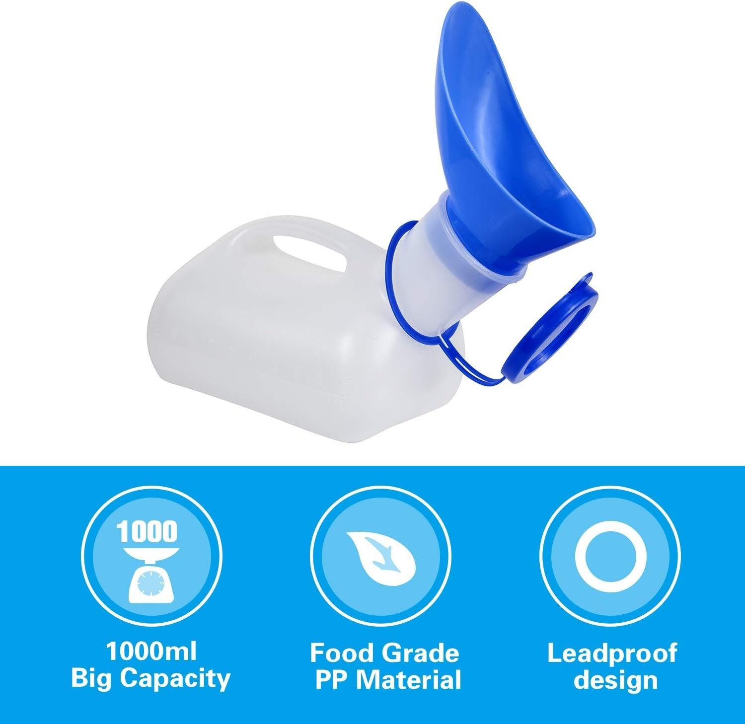 Leakproof Travel Urinal for Men, Women & Kids – Includes Funnel & Sealed Lid