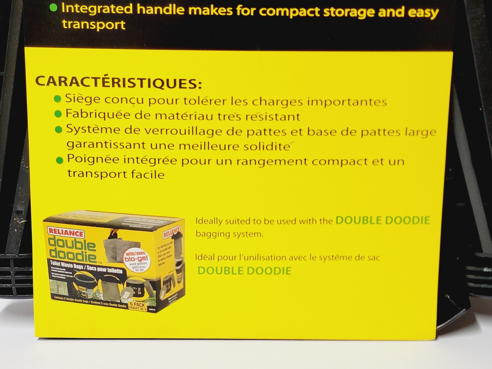Portable Camping Toilet FOLD-to-GO Folding Reliance Products Black NEW