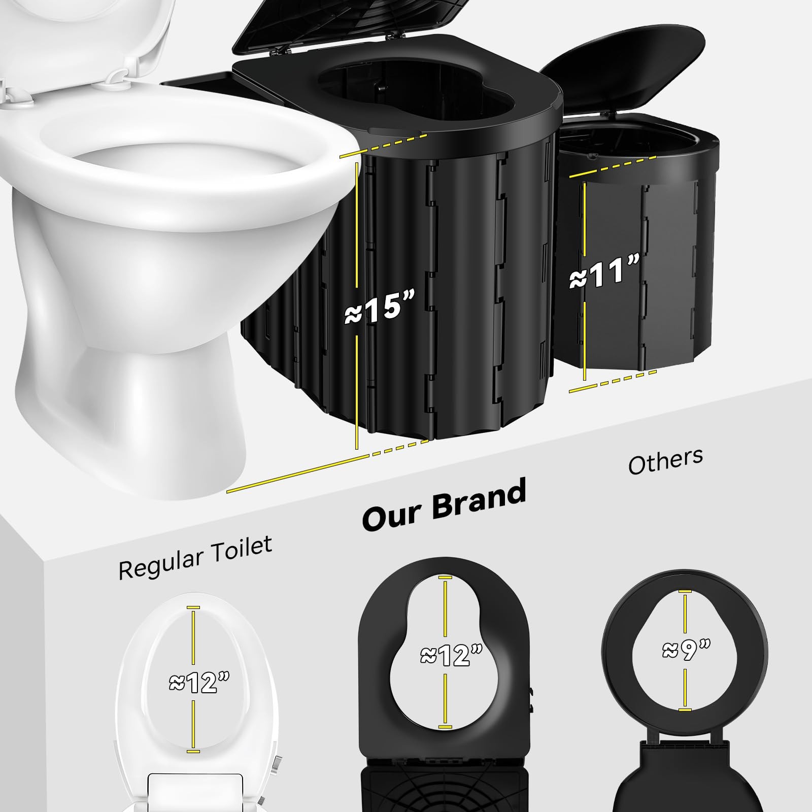 Portable Camping Toilet with Pop-Up Privacy Tent, 12-inch Toilet Seat, Outdoo…