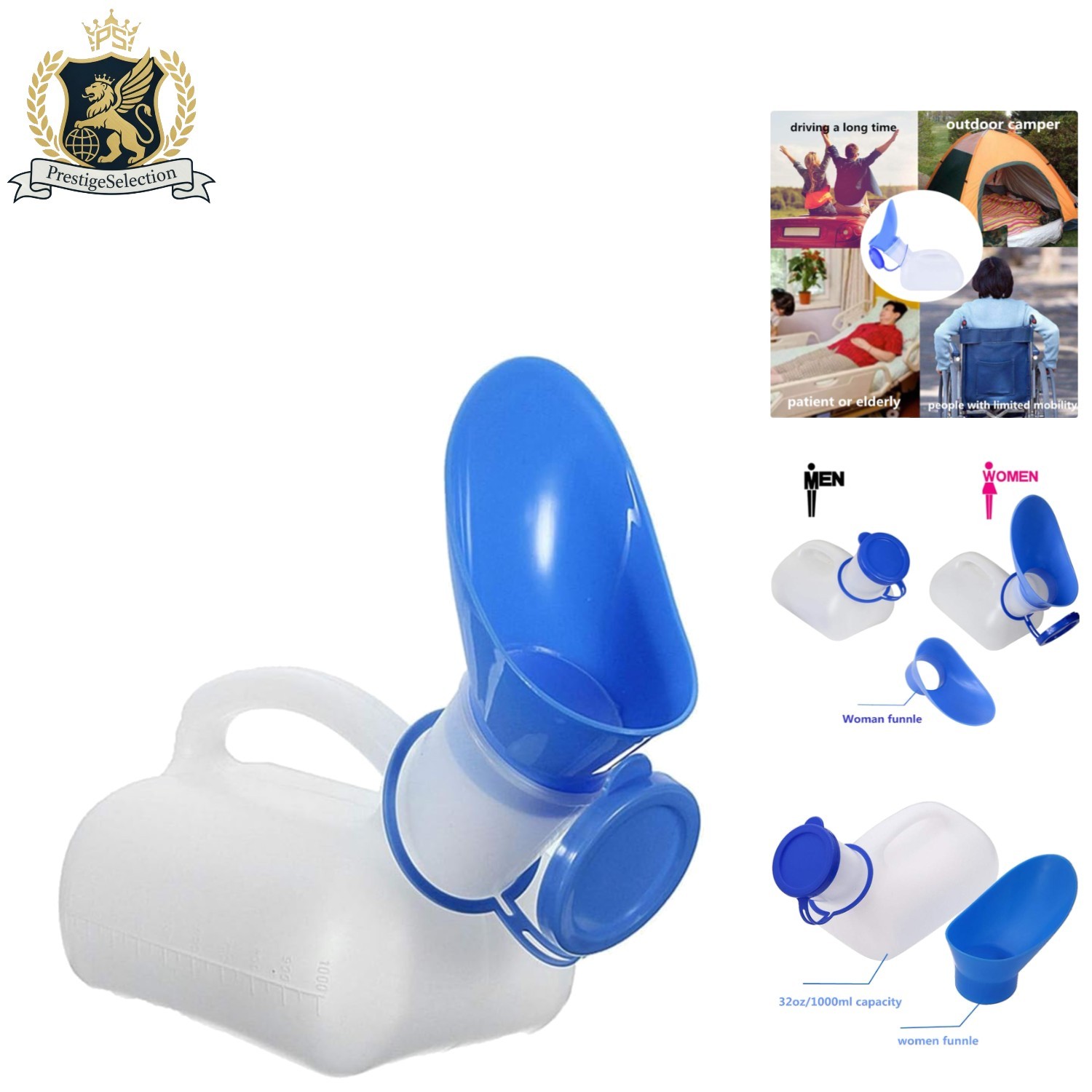 Portable Unisex Potty Urinal – 32oz Spillproof Travel Pee Bottle for Car