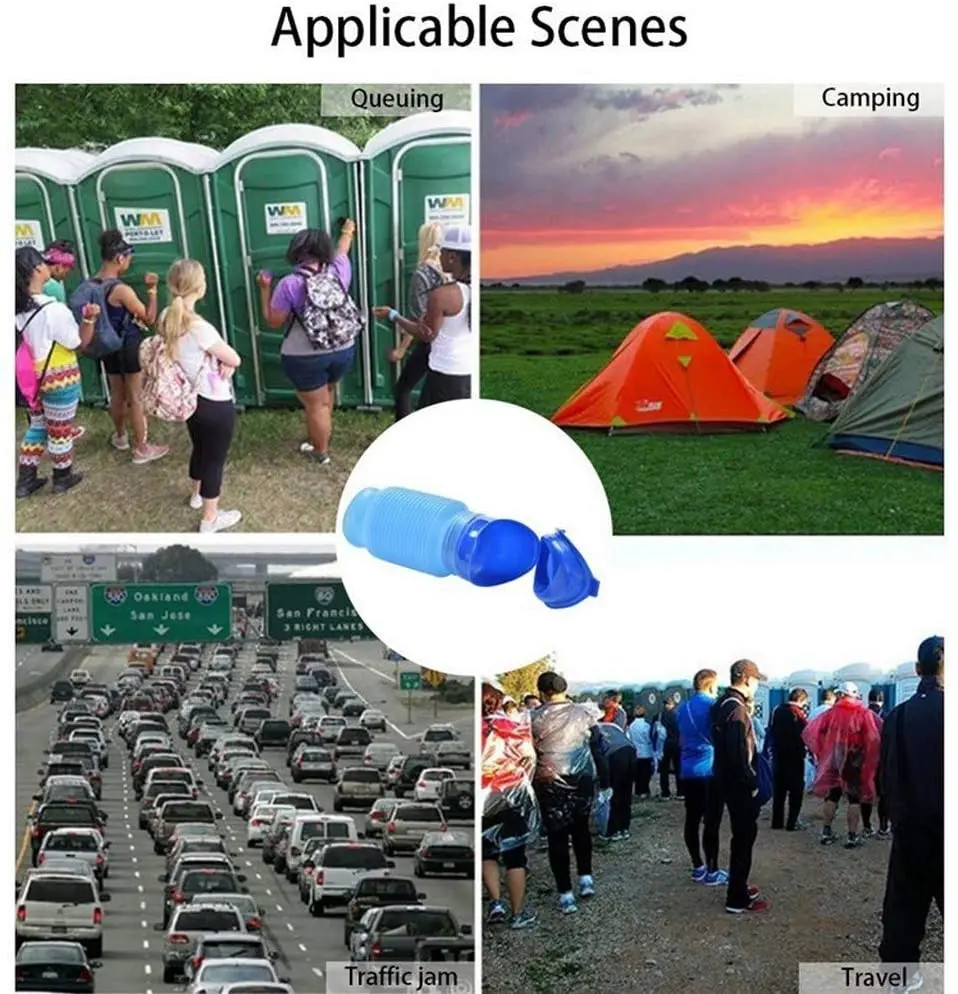 750Ml Adult Urinal Portable Shrinkable Personal Mobile Toilet Potty Women Kid Pe