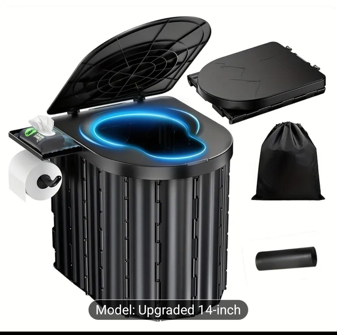Portable Toilet, Upgraded 15” toilet With Removable Paper Holder, Camping To…