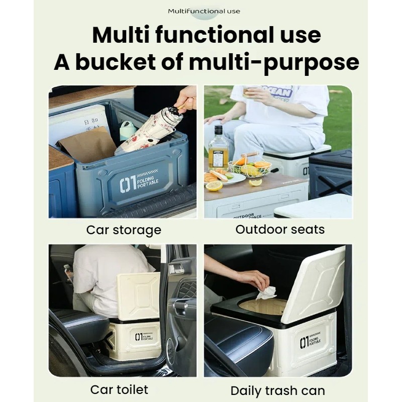 Car Portable Toilet SUV Foldable Potty Self Drive Travel Camping Emergency Loo