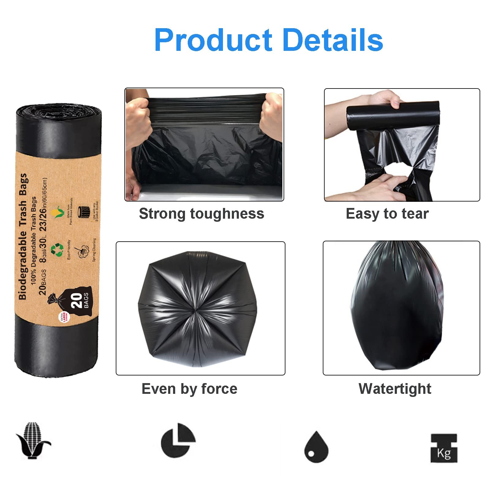 Compostable Toilet Bags 40 Count 8 Gallon Replacement Portable Outdoor Camping B