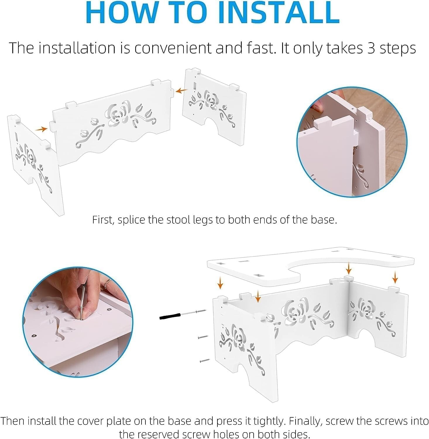 Taburete Plegable Para Inodoro Para Adultos, Plástico Resistente De 9 Pulgadas.