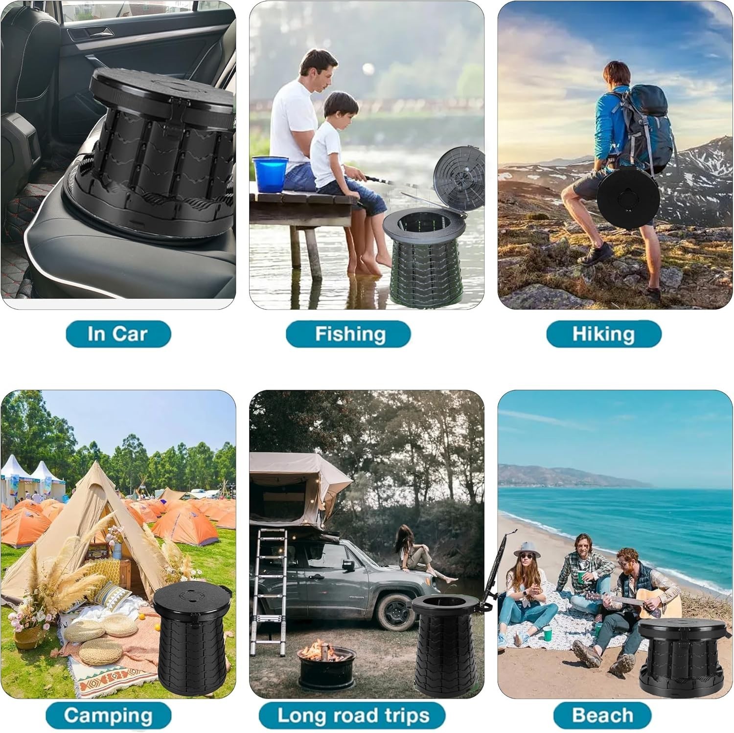 XXL Portable Toilet for Camping – 19.7″ Adjustable, 880Lbs Capacity, Foldable