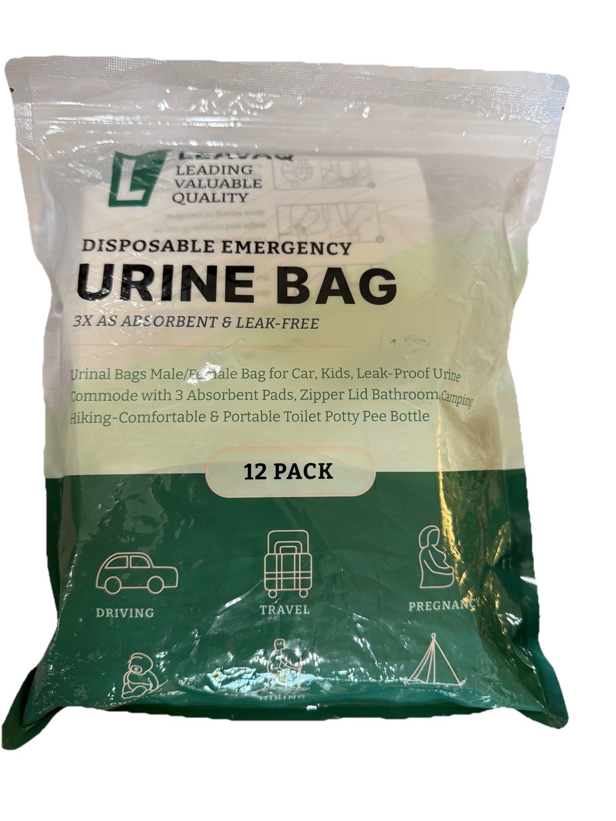 12 Pack Emergency Disposable Urine Bags, 800ml Unisex, for Camping, Traffic Jams