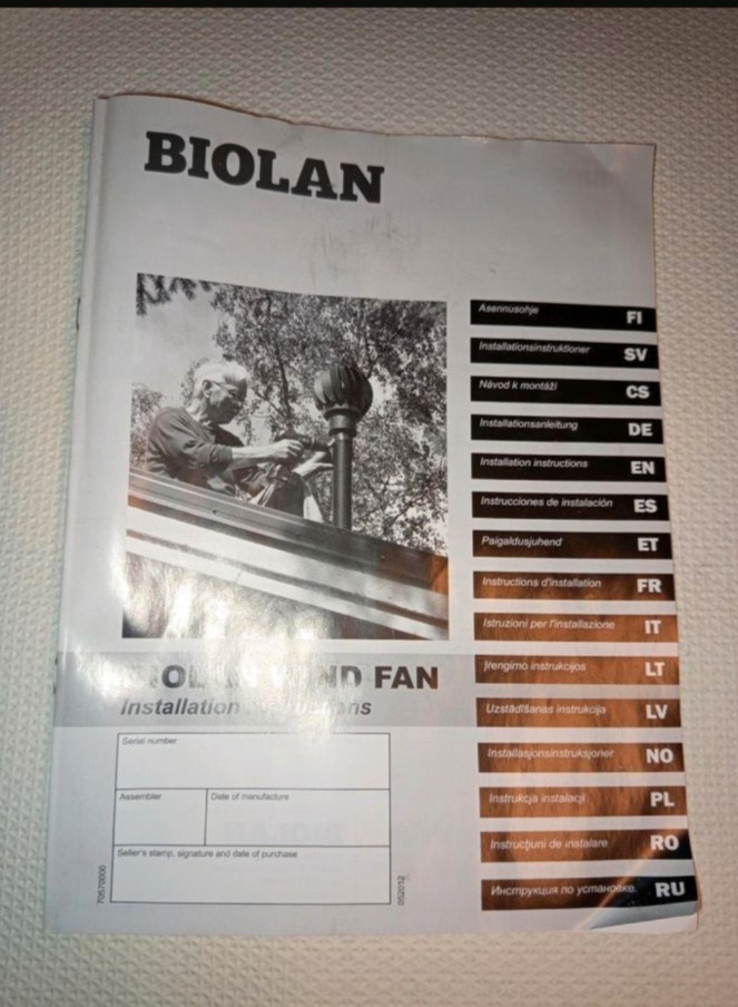 Biolan wind fan fan pipe attachment DN 75 / DN 110