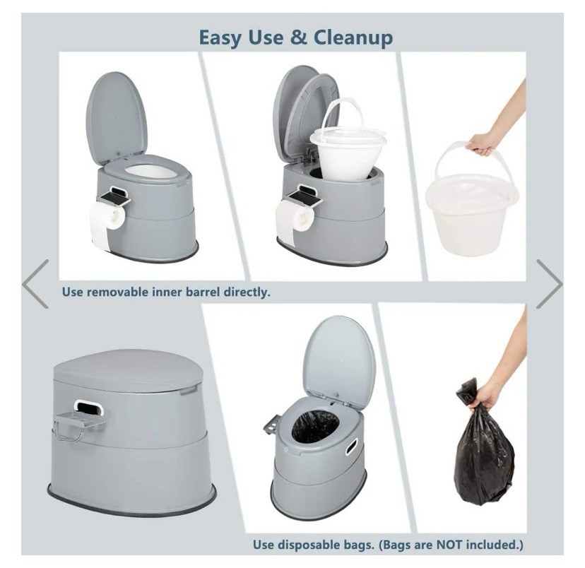 VinGli Lightweight & Compact Portable Toilet (Grey)