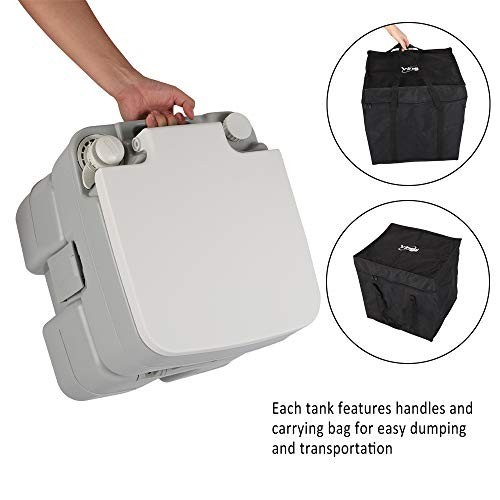 Portable Camping Toilet 5.3 Gallon Detachable Holding Tank with Carrying Bag