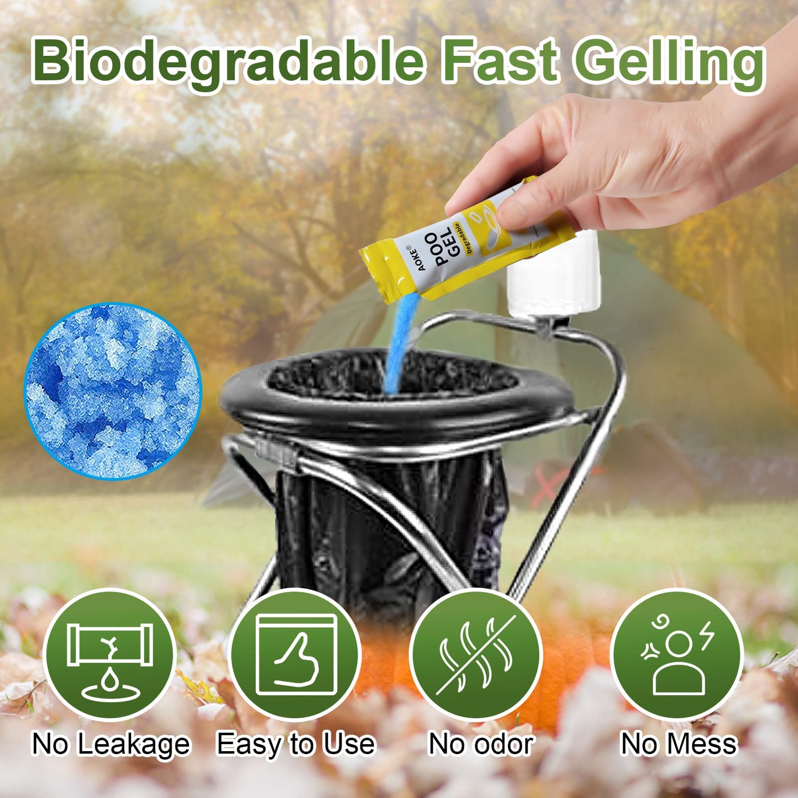 Portable Toilet Absorbent Gel Powder Lemon 25 Pack Poo Deodorizing Treatment…