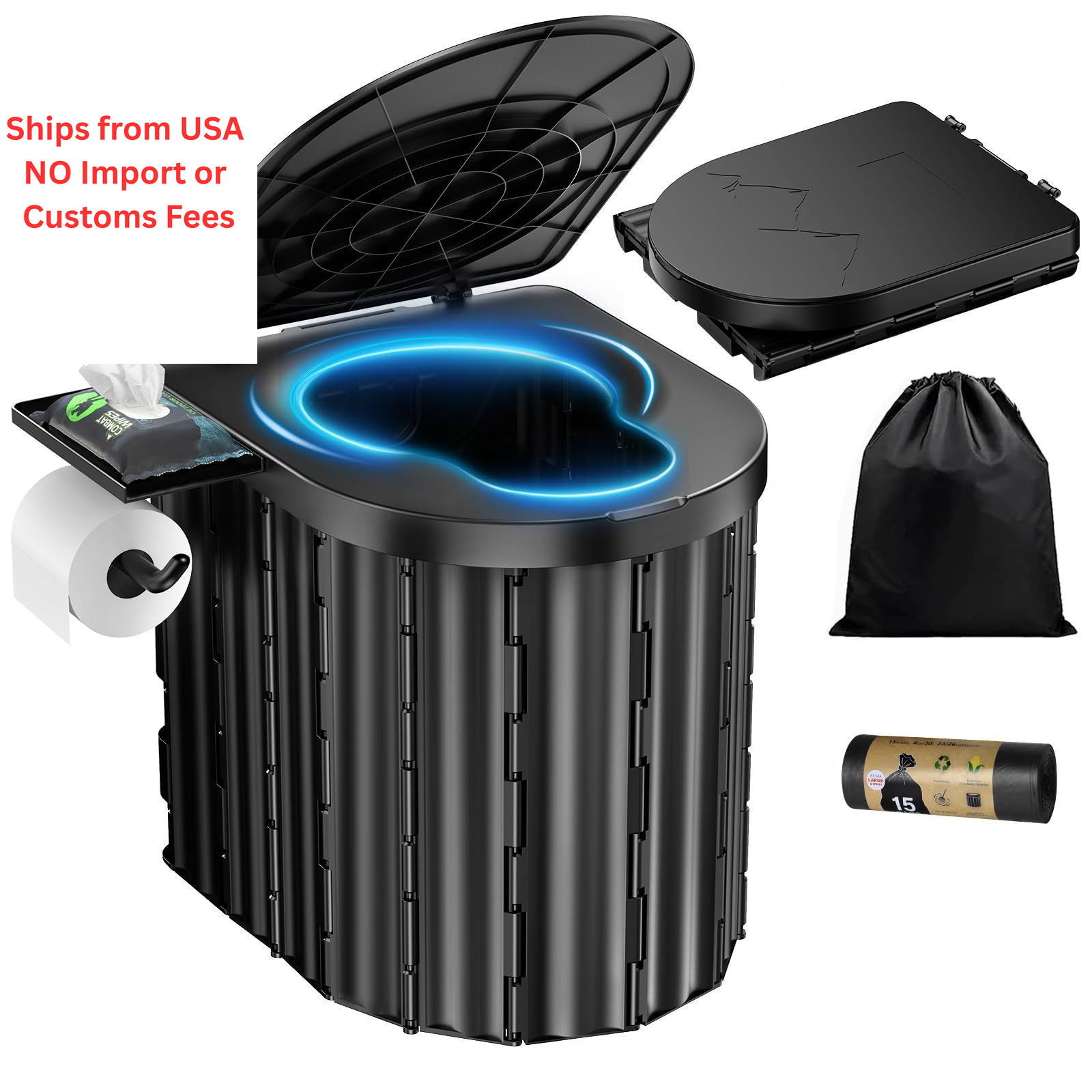 Portable Toilet, Upgraded 15” ‎11.5 x 7.68 x 3.27 inches, 12-inch, 450 Lbs