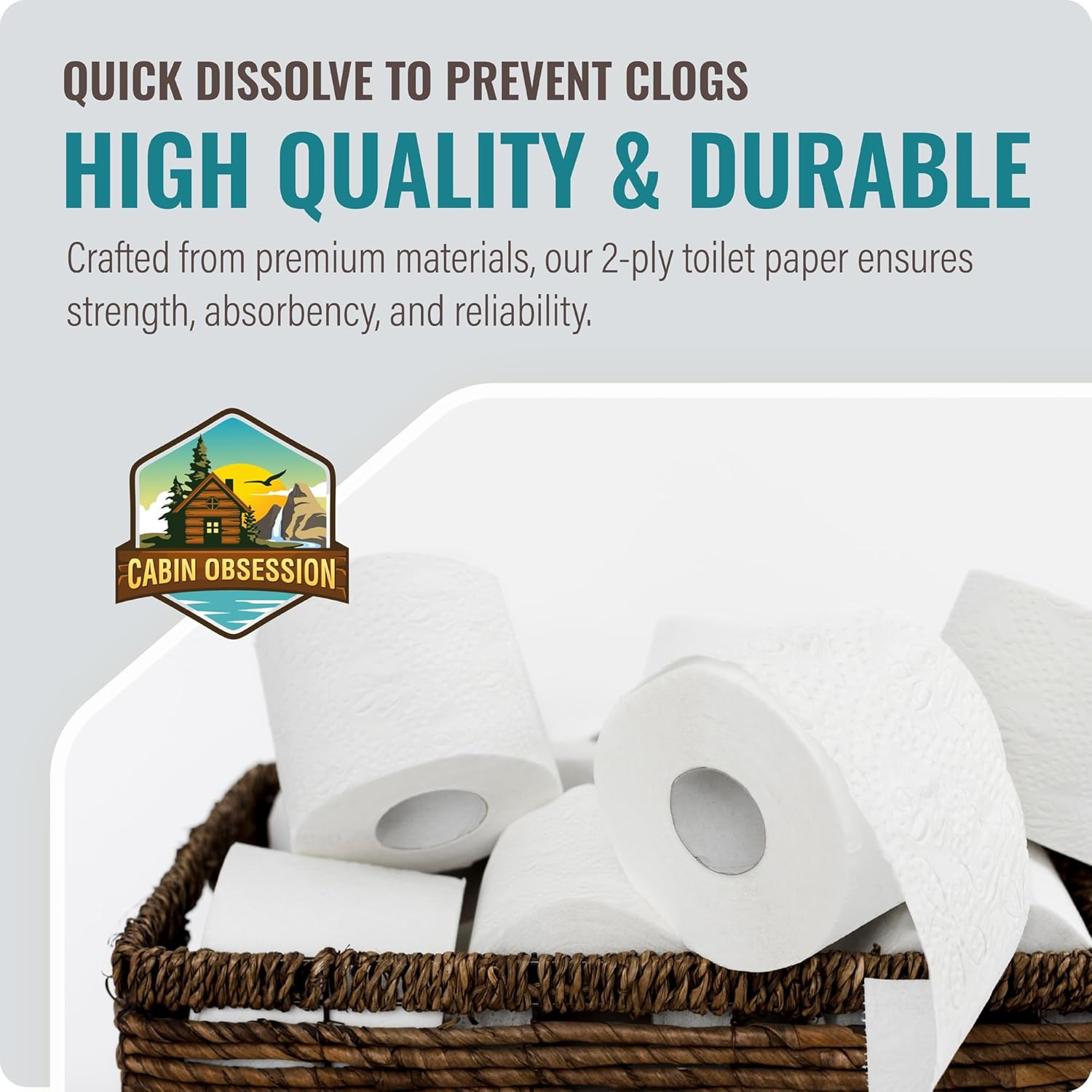 RV Toilet Paper – 12 Pack Septic Safe Toilet Paper 2-Ply Quick Dissolving Camper