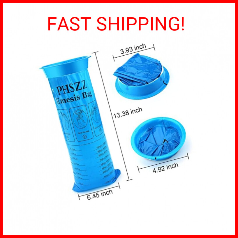 15 Pack Vomit Bags Disposable, Leak Resistant Barf Bags, Portable Blue Vomit Bag