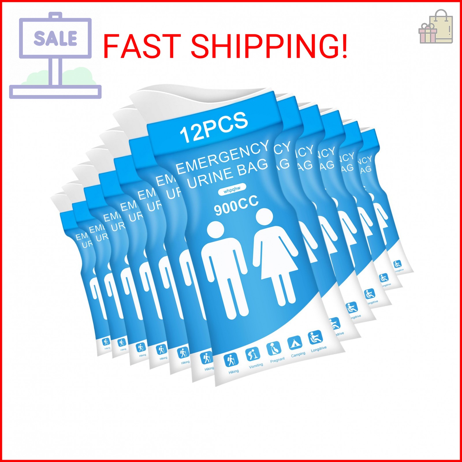 whpqhw 12 PCS Disposable Urine Bags,900ML Pee Bags for Travel for Women and Men,