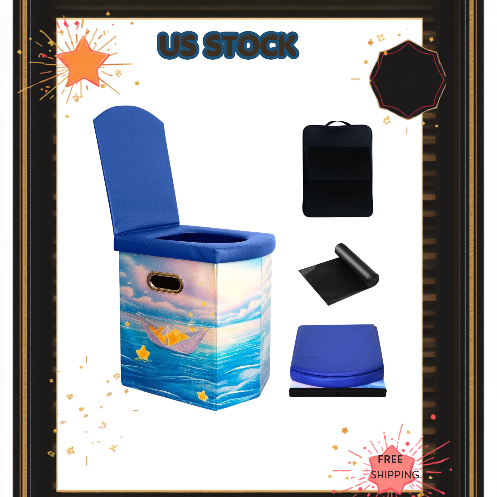 Upgrade XL Portable Toilet for Adults, Extra Large Portable Travel Floding