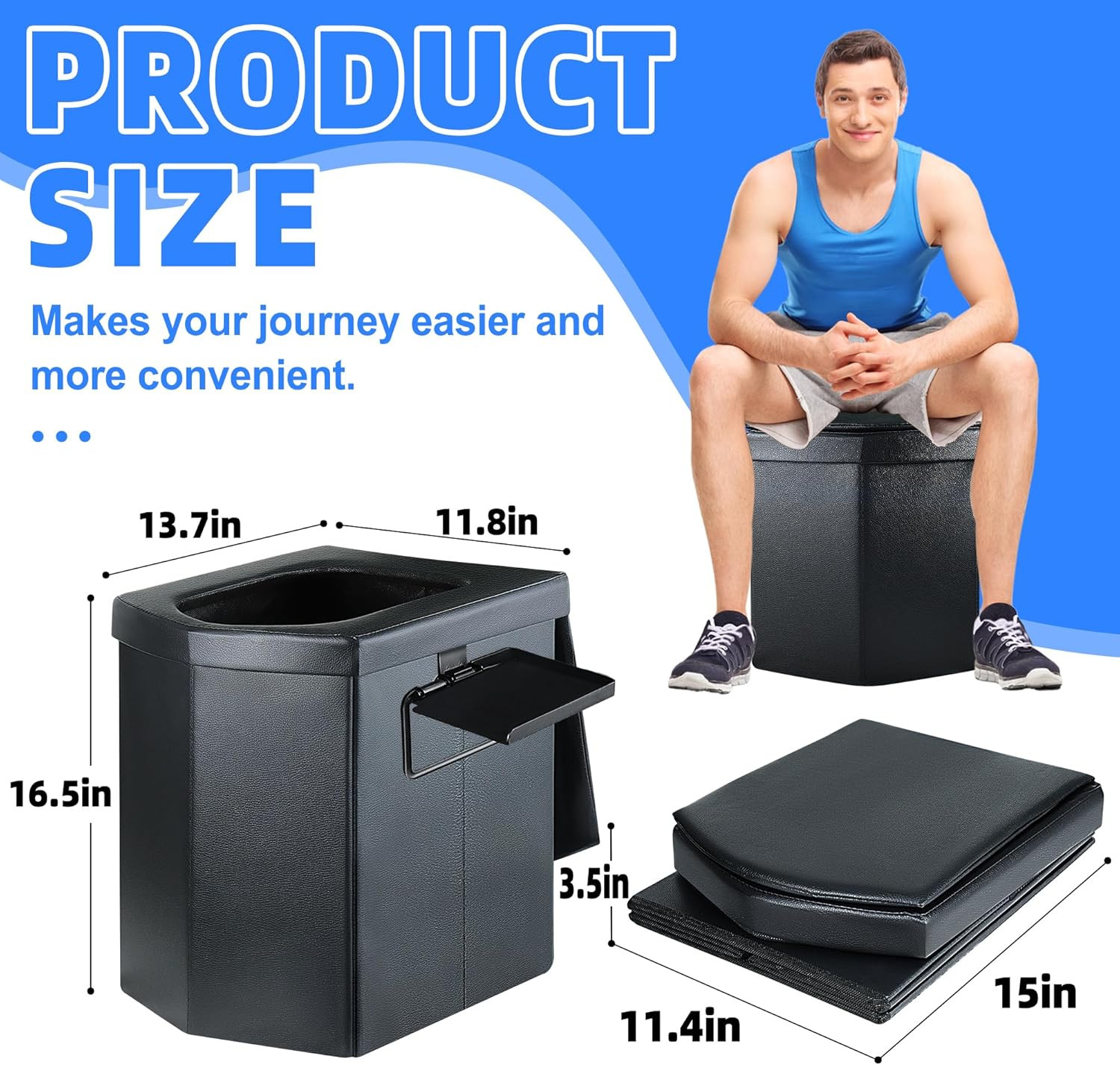 Portable Toilet for Adults, Upgraded 16.5” Tall Camping Toilet with Lid, Portab