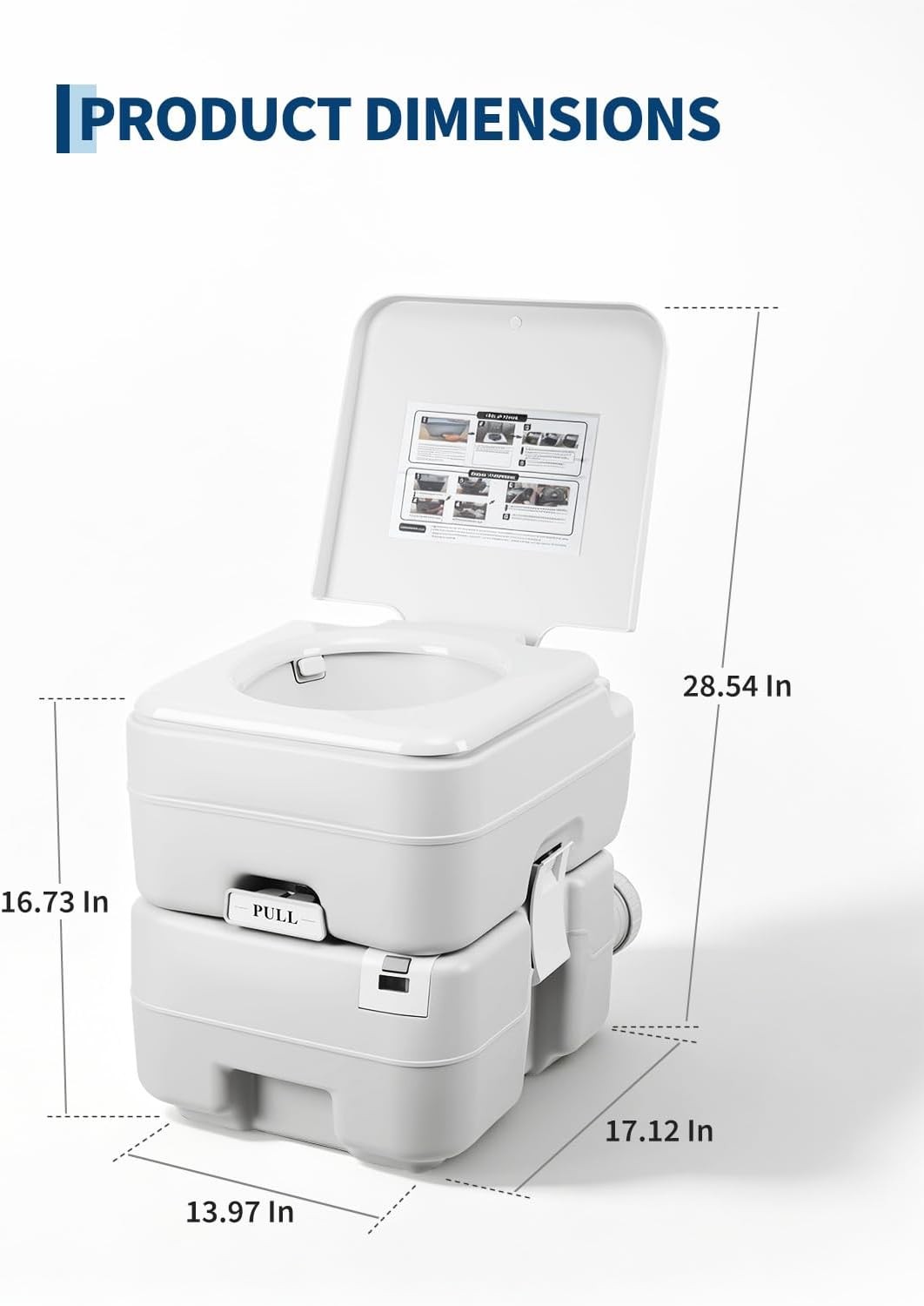 Portable Toilet 5.3 Gallon 3 Flush Porta-Potty Travel Camping Hiking RV Outdoor
