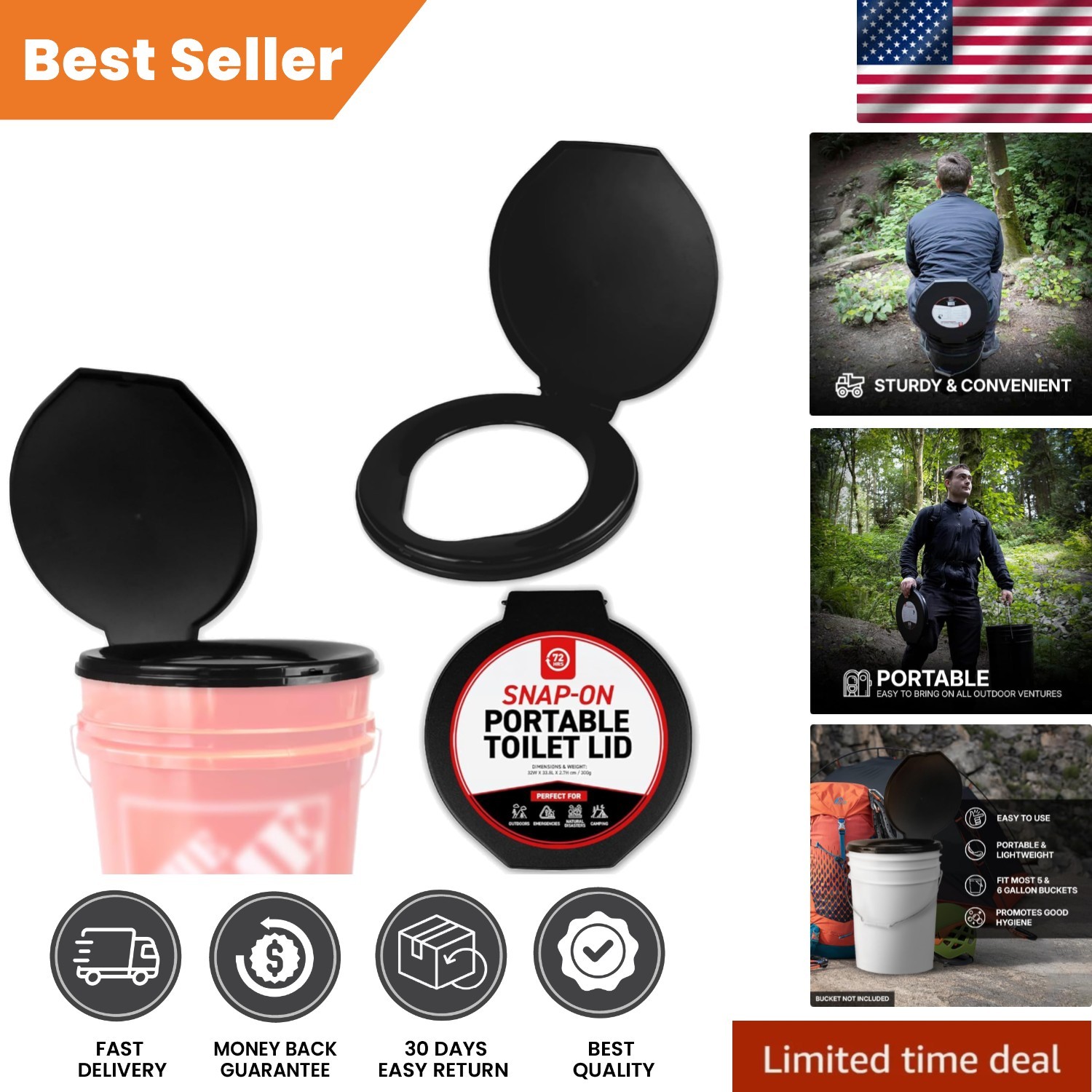 Lightweight 5-Gallon Bucket Toilet Seat – Perfect for Camping & Emergencies