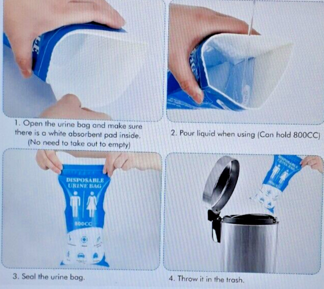 Disposable Urine / Vomit Bag 24 COUNT~ Pee Bags for Travel for Women/Men 800 CC